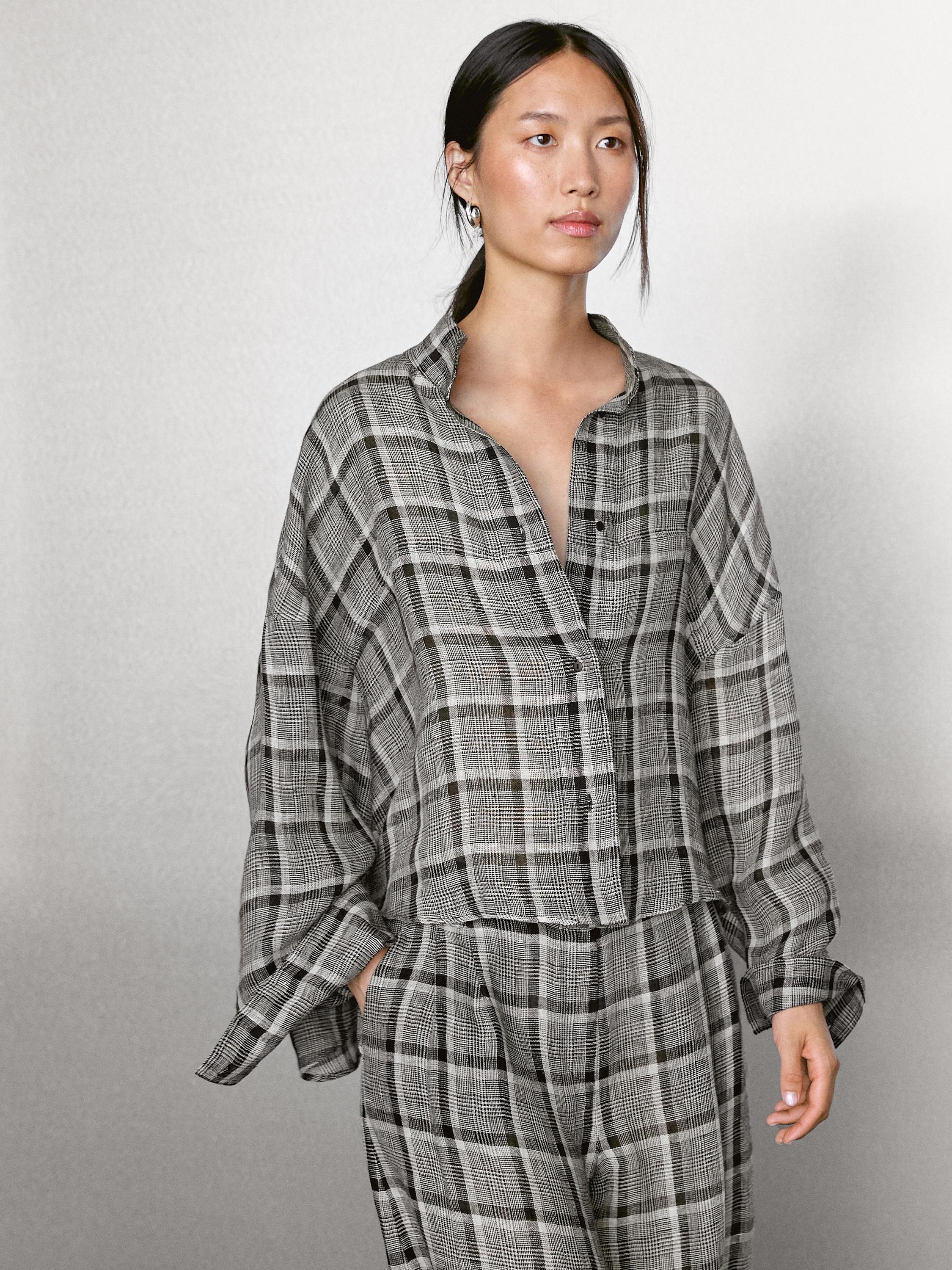 100% linen check shirt